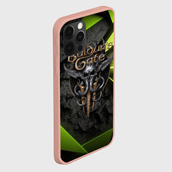 Чехол для iPhone 12 Pro Max Baldurs Gate 3 logo green abstract, цвет: 3D-светло-розовый — фото 2