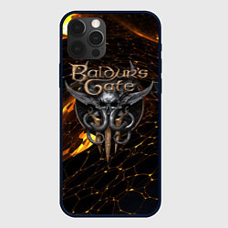Чехол для iPhone 12 Pro Max Baldurs Gate 3 logo gold and black, цвет: 3D-черный
