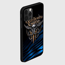 Чехол для iPhone 12 Pro Max Baldurs Gate 3 logo blue geometry, цвет: 3D-черный — фото 2