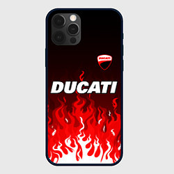 Чехол для iPhone 12 Pro Max Ducati- красное пламя, цвет: 3D-черный