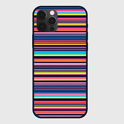 Чехол для iPhone 12 Pro Max Яркие полоски, цвет: 3D-черный