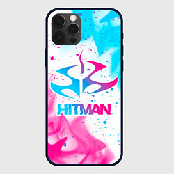 Чехол для iPhone 12 Pro Max Hitman neon gradient style, цвет: 3D-черный