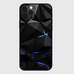 Чехол для iPhone 12 Pro Max Черные плиты с синим свечением, цвет: 3D-черный