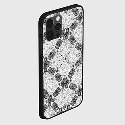 Чехол для iPhone 12 Pro Max Черно-белый ажурный кружевной узор Геометрия, цвет: 3D-черный — фото 2