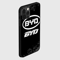 Чехол для iPhone 12 Pro Max BYD speed на темном фоне со следами шин, цвет: 3D-черный — фото 2