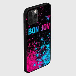 Чехол для iPhone 12 Pro Max Bon Jovi - neon gradient: символ сверху, цвет: 3D-черный — фото 2