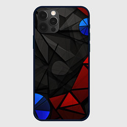 Чехол для iPhone 12 Pro Max Black blue red elements, цвет: 3D-черный