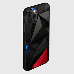 Чехол для iPhone 12 Pro Max Black blue red elements, цвет: 3D-черный — фото 2