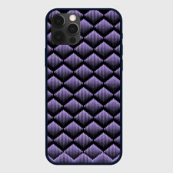 Чехол для iPhone 12 Pro Max Фиолетовые выпуклые ромбы, цвет: 3D-черный