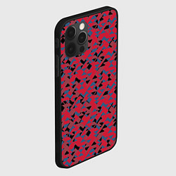 Чехол для iPhone 12 Pro Max Черные и синие треугольники на красном, цвет: 3D-черный — фото 2