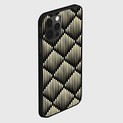 Чехол для iPhone 12 Pro Max Большие золотые выпуклые ромбы, цвет: 3D-черный — фото 2