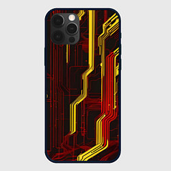 Чехол для iPhone 12 Pro Max Кибер схемы красные, цвет: 3D-черный