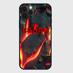 Чехол для iPhone 12 Pro Max CSGO красные плиты с лавой, цвет: 3D-черный