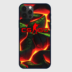 Чехол для iPhone 12 Pro Max CSGO зеленые плиты и лава, цвет: 3D-черный