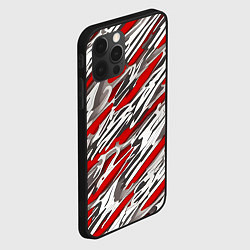 Чехол для iPhone 12 Pro Max Красные полосы за субстанцией, цвет: 3D-черный — фото 2