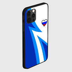 Чехол для iPhone 12 Pro Max Флаг России в сердечке - синий, цвет: 3D-черный — фото 2