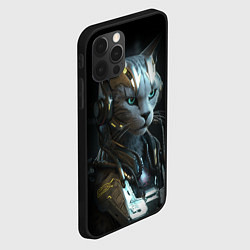 Чехол для iPhone 12 Pro Max Кот робот в стиле киберпанк, цвет: 3D-черный — фото 2