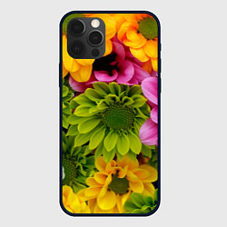 Чехол для iPhone 12 Pro Max Паттерн цветочный, цвет: 3D-черный