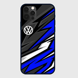 Чехол для iPhone 12 Pro Max Volkswagen - Синяя абстракция, цвет: 3D-черный