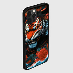 Чехол для iPhone 12 Pro Max Тигр с розами на волнах в стиле тату ирезуми, цвет: 3D-черный — фото 2