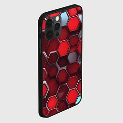 Чехол для iPhone 12 Pro Max Cyber hexagon red, цвет: 3D-черный — фото 2