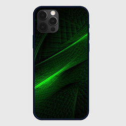 Чехол для iPhone 12 Pro Max Green neon lines, цвет: 3D-черный