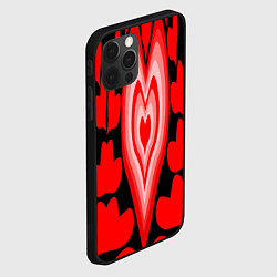 Чехол для iPhone 12 Pro Max Сердечки с красными узорами, цвет: 3D-черный — фото 2