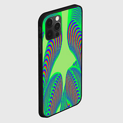 Чехол для iPhone 12 Pro Max Сине-зеленые изгибы, цвет: 3D-черный — фото 2
