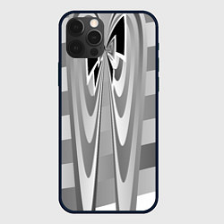 Чехол для iPhone 12 Pro Max Серая геометрия, цвет: 3D-черный