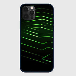 Чехол iPhone 12 Pro Max Green abstract dark background