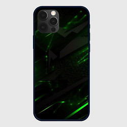 Чехол для iPhone 12 Pro Max Dark black green abstract, цвет: 3D-черный