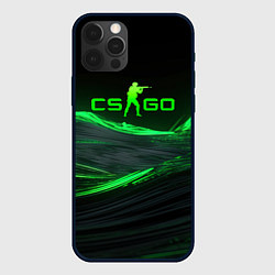 Чехол для iPhone 12 Pro Max CSGO neon green logo, цвет: 3D-черный