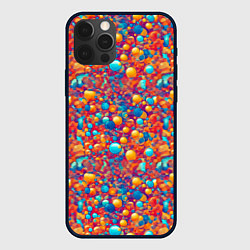 Чехол для iPhone 12 Pro Max Разноцветные пузырики узор, цвет: 3D-черный
