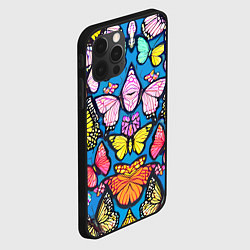 Чехол для iPhone 12 Pro Max Зеркальный паттерн из бабочек - мода, цвет: 3D-черный — фото 2