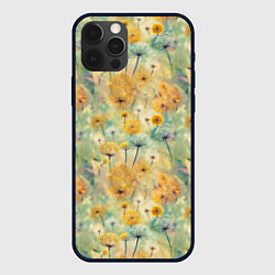 Чехол для iPhone 12 Pro Max Одуванчики узор, цвет: 3D-черный