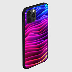Чехол для iPhone 12 Pro Max Синие фиолетовые волны, цвет: 3D-черный — фото 2