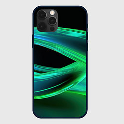 Чехол для iPhone 12 Pro Max Green lines abstract, цвет: 3D-черный