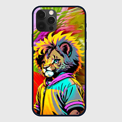 Чехол для iPhone 12 Pro Max Funny lion cub - pop art, цвет: 3D-черный