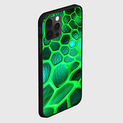 Чехол для iPhone 12 Pro Max Зеленые неоновые соты, цвет: 3D-черный — фото 2