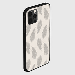 Чехол для iPhone 12 Pro Max Бежевый паттерн с перьями, цвет: 3D-черный — фото 2