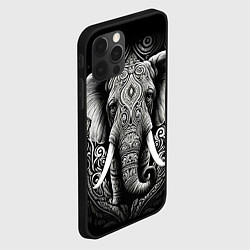 Чехол для iPhone 12 Pro Max Индийский слон с узорами, цвет: 3D-черный — фото 2