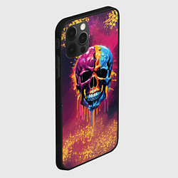 Чехол для iPhone 12 Pro Max Розовая и синяя краска капает с черепа, цвет: 3D-черный — фото 2