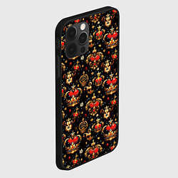 Чехол для iPhone 12 Pro Max Сердечки в золотых коронах, цвет: 3D-черный — фото 2