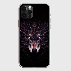 Чехол для iPhone 12 Pro Max Волк в кромешной темноте, цвет: 3D-светло-розовый