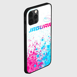 Чехол для iPhone 12 Pro Max Jaguar neon gradient style: символ сверху, цвет: 3D-черный — фото 2