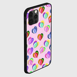 Чехол для iPhone 12 Pro Max Цветные сердечки, цвет: 3D-черный — фото 2
