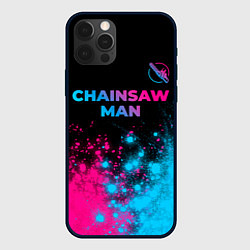 Чехол для iPhone 12 Pro Max Chainsaw Man - neon gradient: символ сверху, цвет: 3D-черный