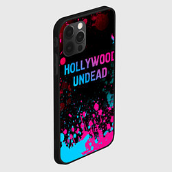 Чехол для iPhone 12 Pro Max Hollywood Undead - neon gradient: символ сверху, цвет: 3D-черный — фото 2