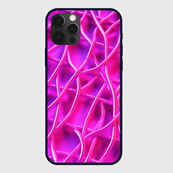 Чехол для iPhone 12 Pro Max Розовые абстрактные трубочки, цвет: 3D-черный