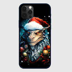 Чехол для iPhone 12 Pro Max Дракон в шапке Санты, цвет: 3D-черный